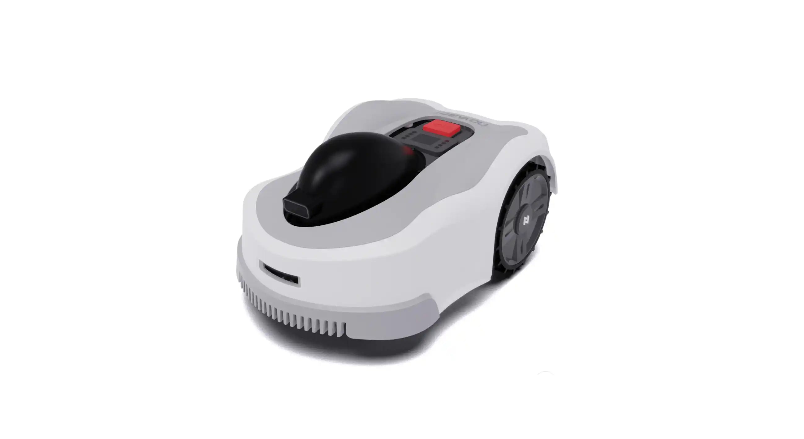 Vue latérale gauche du robot tondeuse sans fil périphérique avec capteurs intelligents